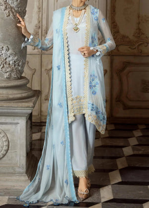 Baby Blue - embroidered chiffon unstitched 3Pc Suit