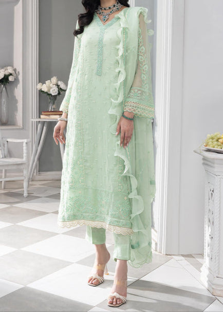 Mint Green– Embroidered Chiffon Unstitched 3Pc Suit.