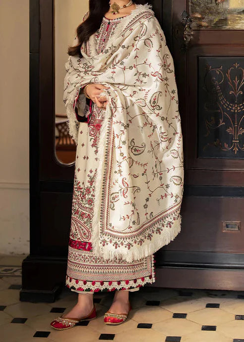 Grace Z-(W801) - Stitched Embroidered 3pc Marina Dress With Embroidered Marina Shawl.