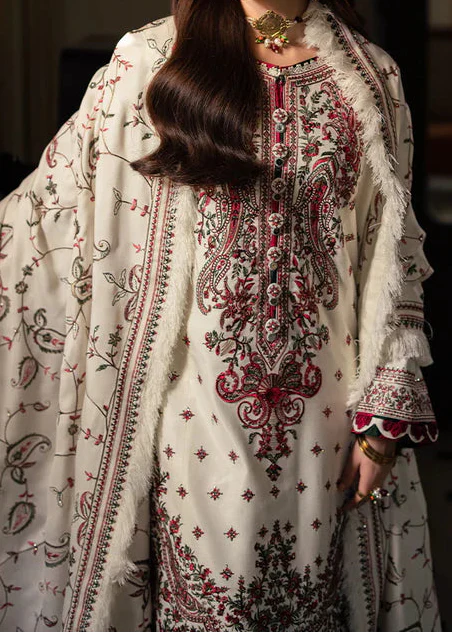 Grace Z-(W801) - Stitched Embroidered 3pc Marina Dress With Embroidered Marina Shawl.