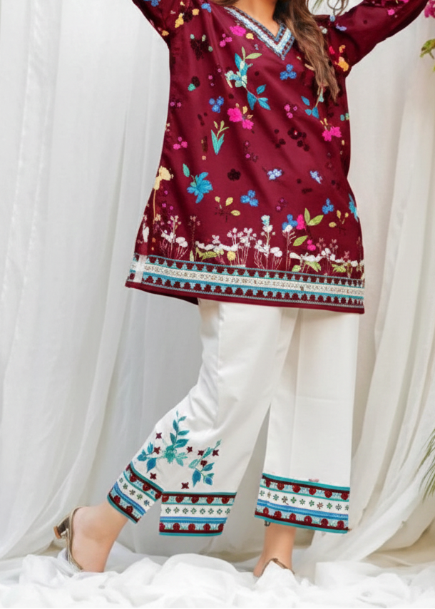 Grace W968- Digital Printed 2pc Karandi Dress.