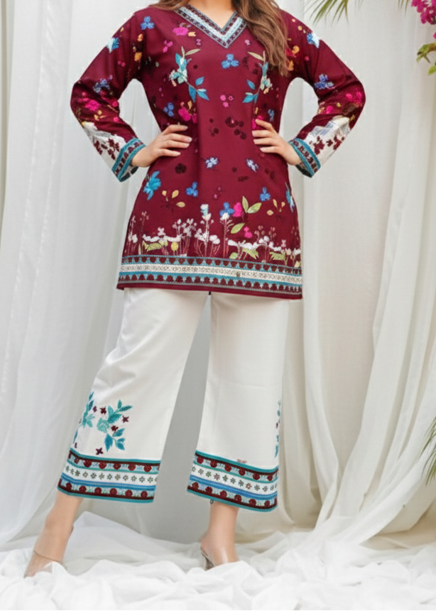Grace W968- Digital Printed 2pc Karandi Dress.