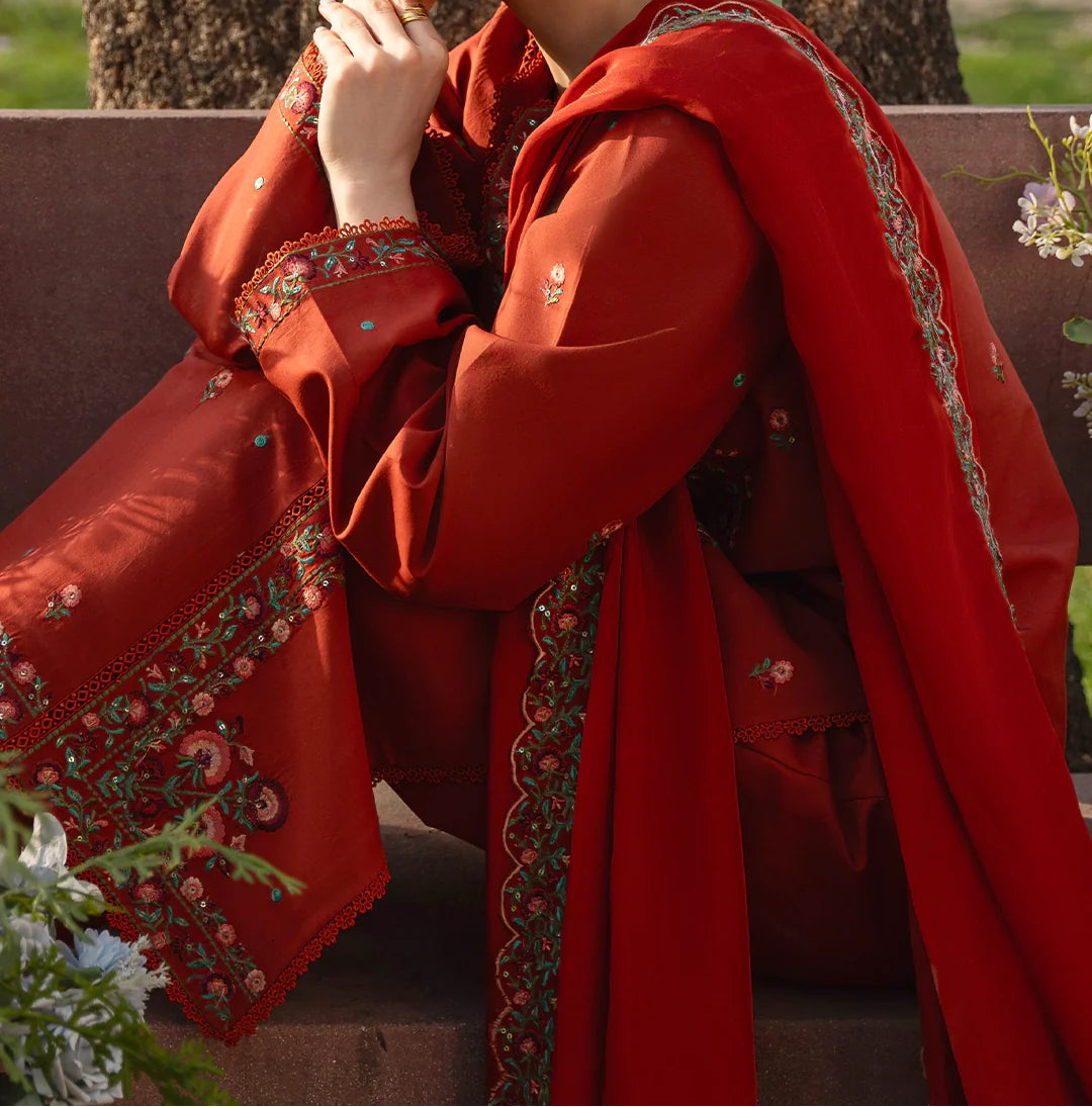 Grace S1557 - Embroidered 3pc Lawn Dress With Printed Chiffon Dupatta.