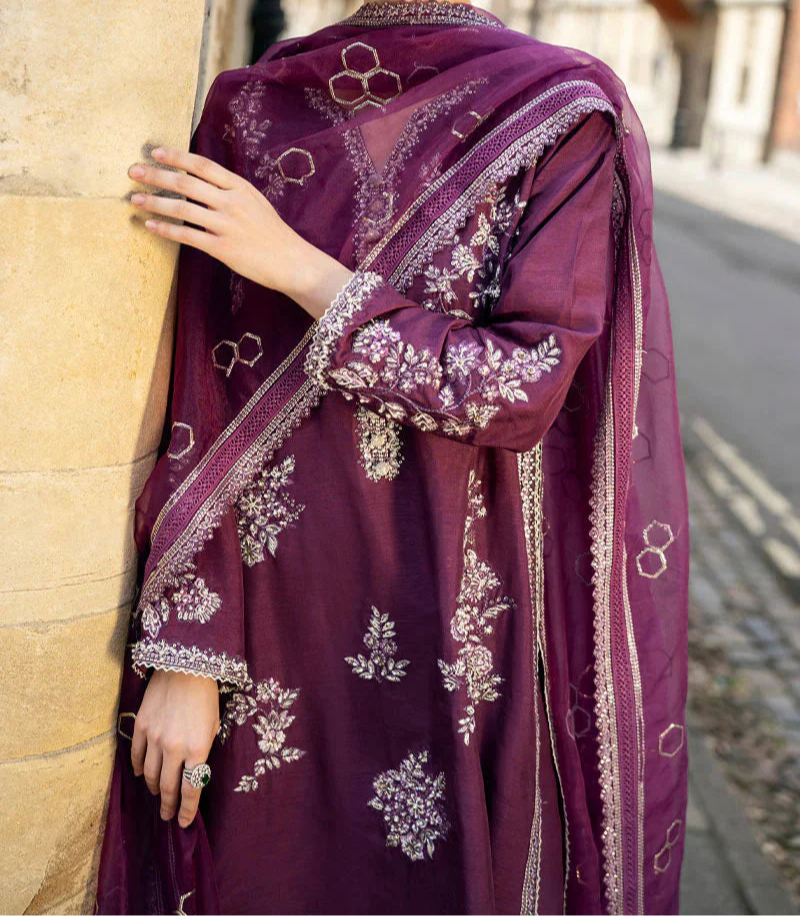 Grace S1249-Embroidered 3pc Lawn Dress With Embroidered Organza Dupatta.