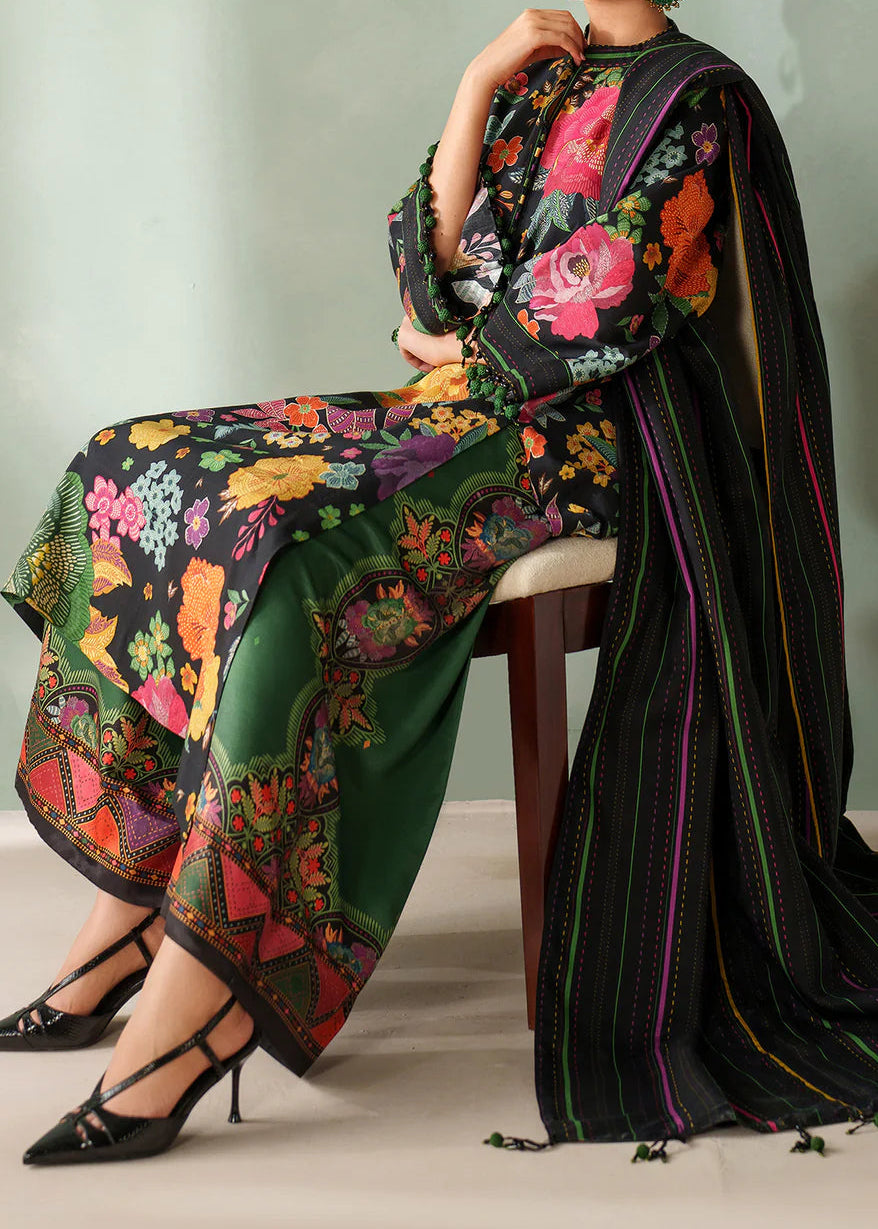 Grace W901 - Digital Printed 3pc Karandi Dress With Digital Printed Karandi Shawl.