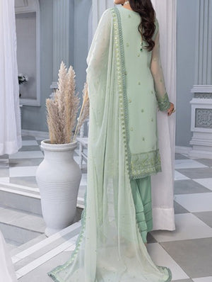 Oceania-Embroidered Chiffon Unstitched 3Pc Suit.