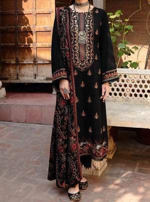 Grace W189-Embroidered 3pc marina dress with Embroidered marina shawl.