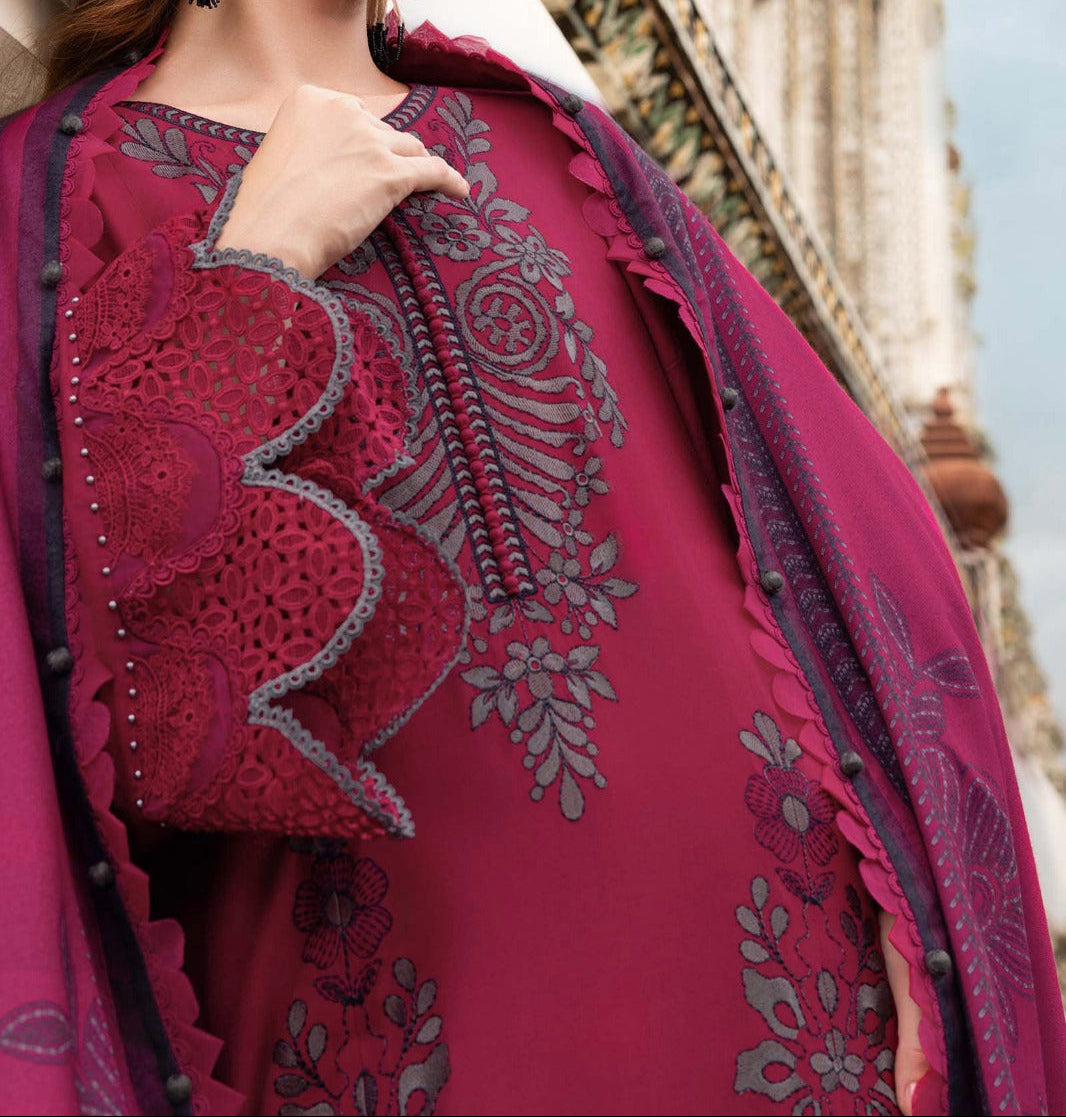 Grace S1381 - Embroidered 3pc Lawn Dress With Printed Lawn Dupatta.