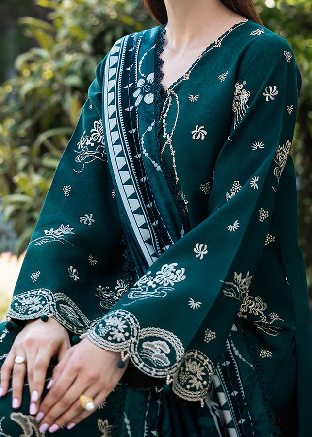 Grace W981-Embroidered 3pc Marina Dress With Printed Shawl.