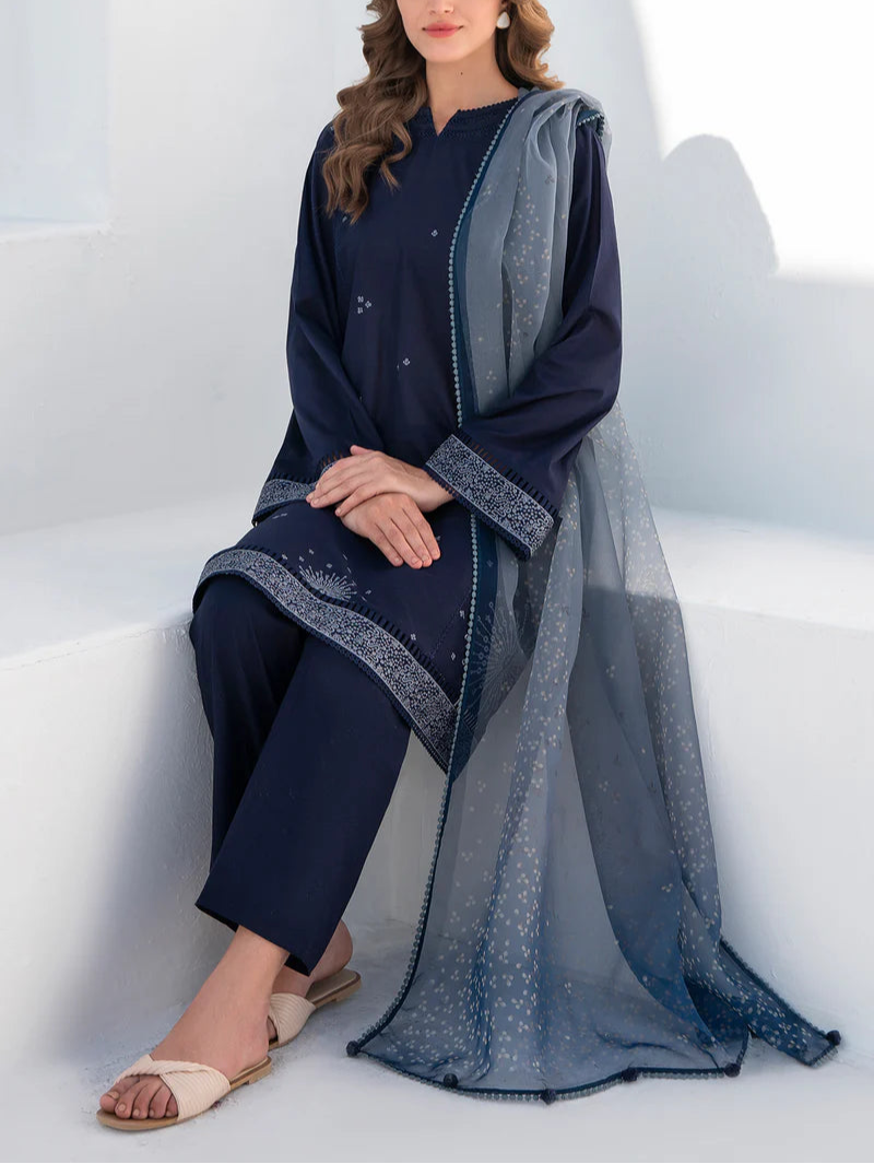 Grace S1193-Embroidered 3pc Lawn Dress With Printed Munar Dupatta.