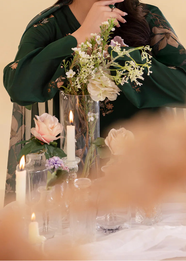 Grace W829-Embroidered 3pc Marina Dress With Printed Shawl.