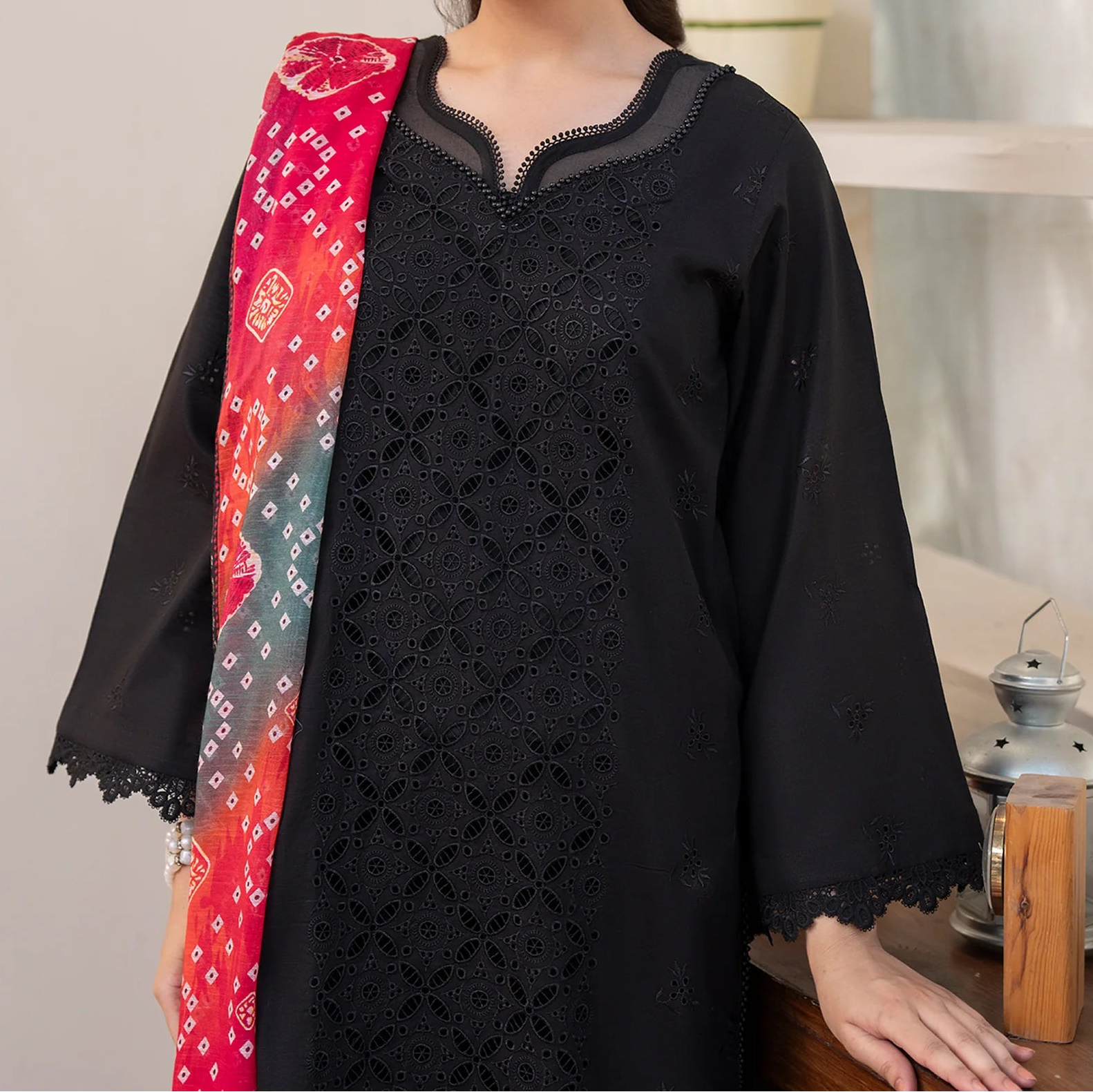 Grace S1376 - Embroidered 3pc CHIKANKARI Lawn Dress With Printed Lawn Dupatta.