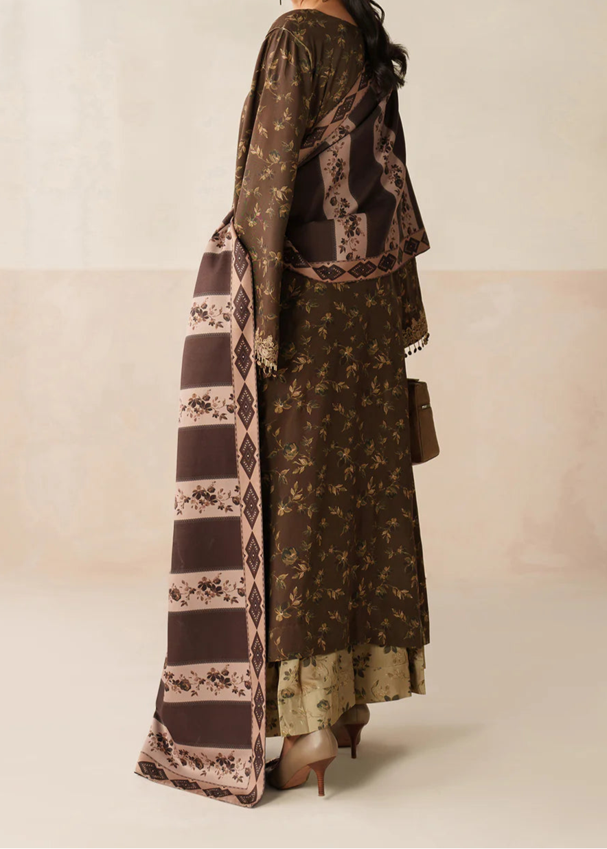 Grace W765 - Digital Printed 3pc Karandi Dress With Digital Printed Karandi Shawl.