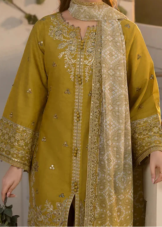 Grace W941-Embroidered 3pc Marina Dress With Printed Shawl.