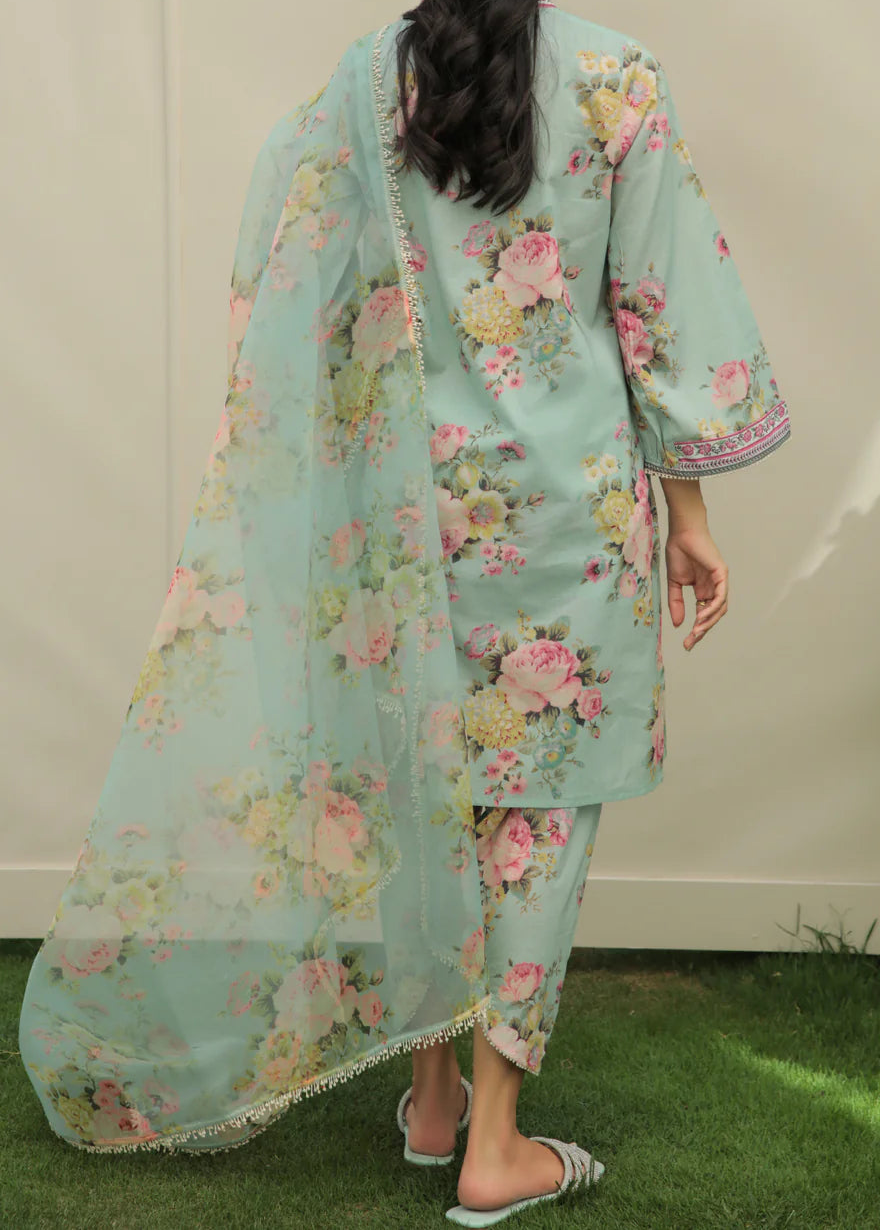 Grace W874 - Digital Printed 3pc Karandi Dress With Digital Printed Karandi Shawl.