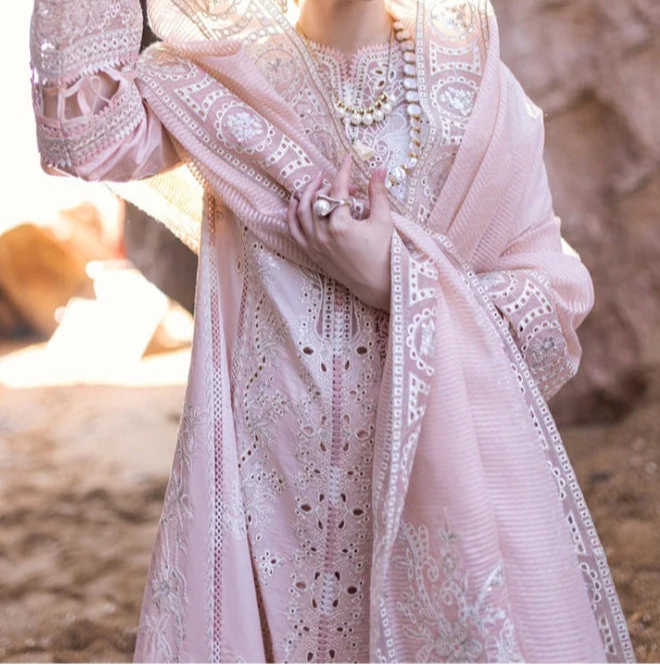 Grace S1212-Embroidered 3pc CHICKANKARI Lawn Dress With Embroidered Munar Dupatta.