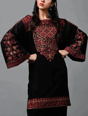 Grace W317- Embroidered 3pc Linen dress with Shawl.