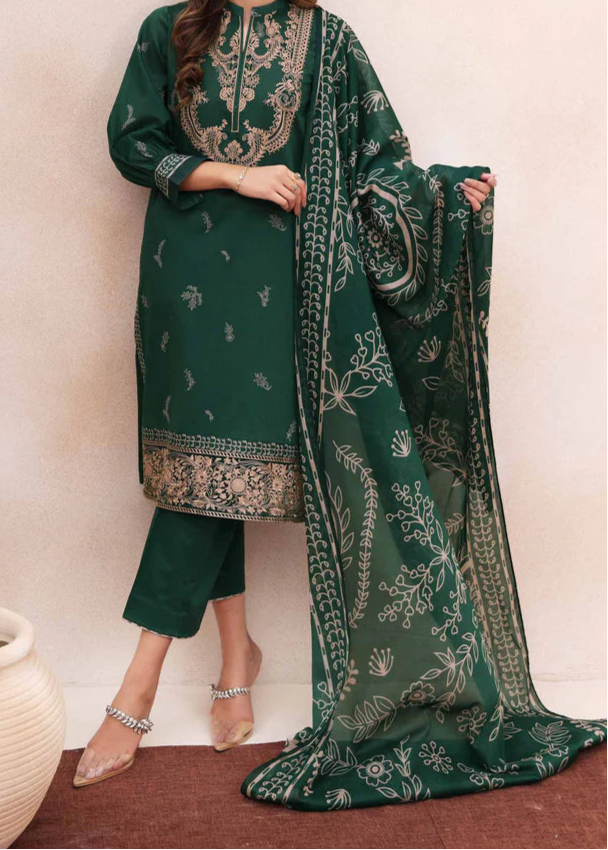 Grace W706-Embroidered 3pc Marina Dress With Printed Shawl