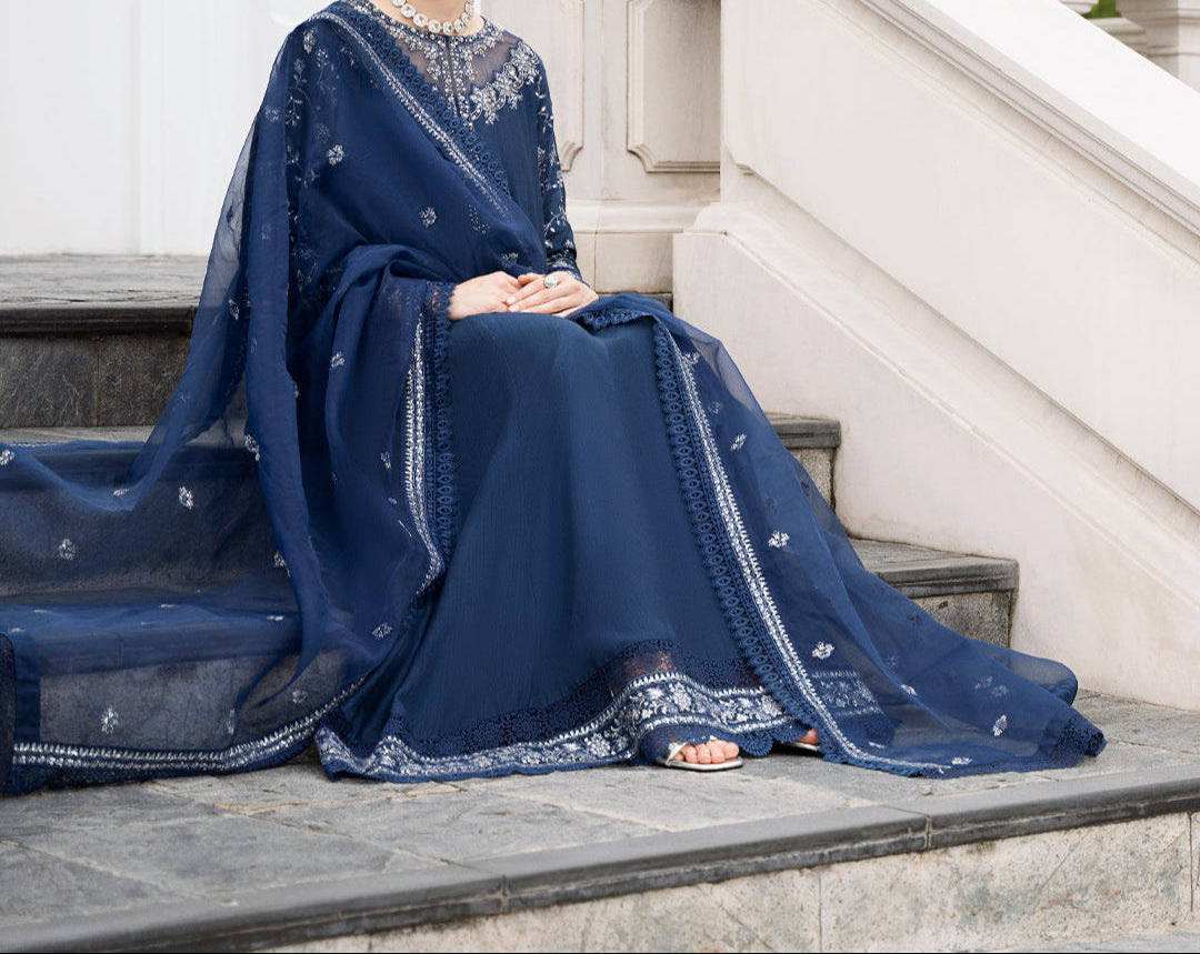 Grace S1226-Embroidered 3pc Sequence Lawn Dress With Embroidered Organza Dupatta.