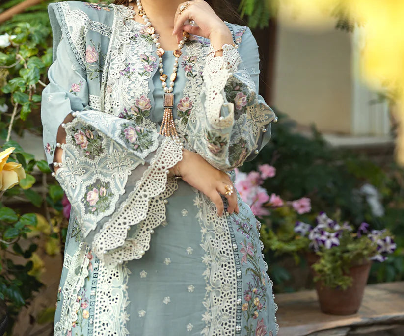 Grace S1484 - Embroidered 3pc Lawn Dress With Embroidered Khadi Net Dupatta.
