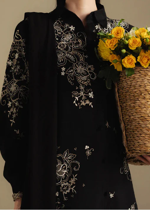 Grace Z-(W929) - Stitched Embroidered 3pc Marina Dress With Embroidered Marina Shawl.