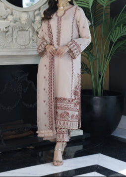 Old Rose– Embroidered Chiffon Unstitched 3Pc Suit.