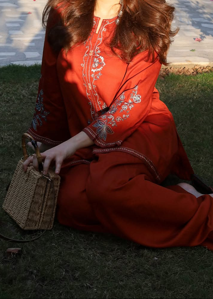 Grace Z-(W914) - Stitched Embroidered 2pc Marina Dress.