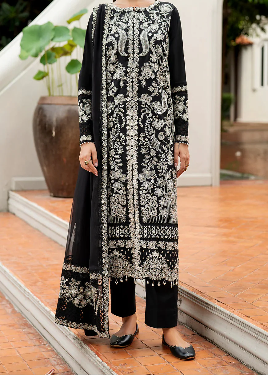 Grace Z-(W860) - Stitched Embroidered 3pc Marina Dress With Embroidered Chiffon Dupatta.