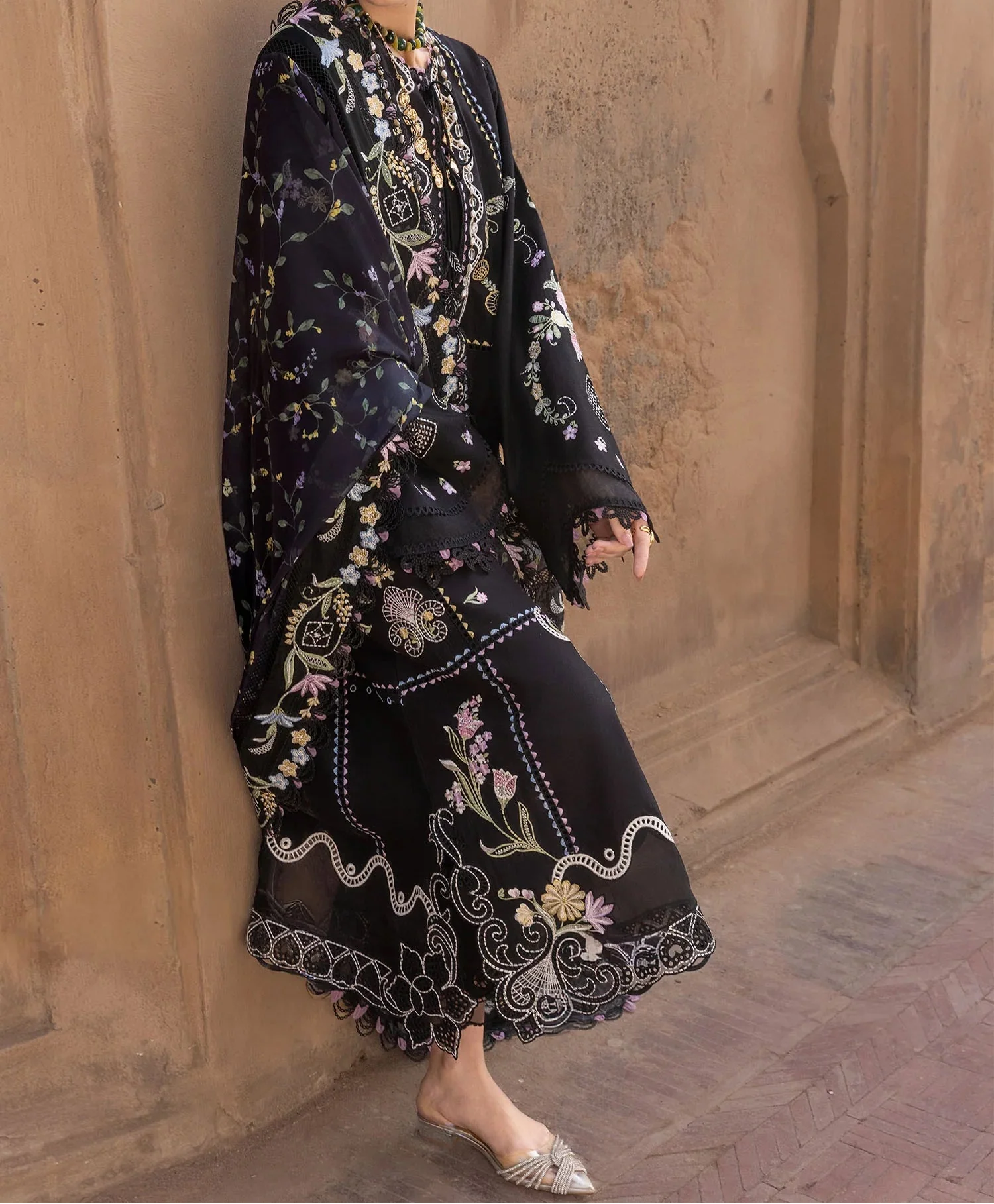 Grace Z-(S1458) - Stitched Embroidered 3pc CHIKANKARI Lawn Dress With Printed Lawn Dupatta.