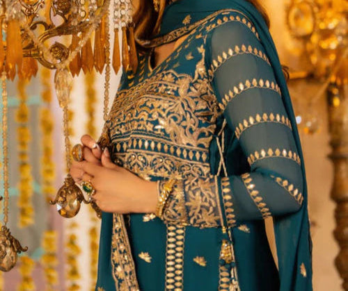 SAHAR– Embroidered Chiffon Unstitched 3Pc Suit.