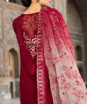 Grace S644-Embroidered 3pc chickan lawn dress with Embroidered organza dupatta.