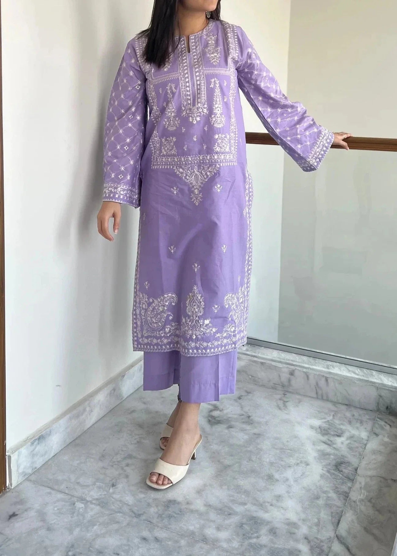 Grace Z-(W546) - Stitched Embroidered 2Pc Marina Dress.