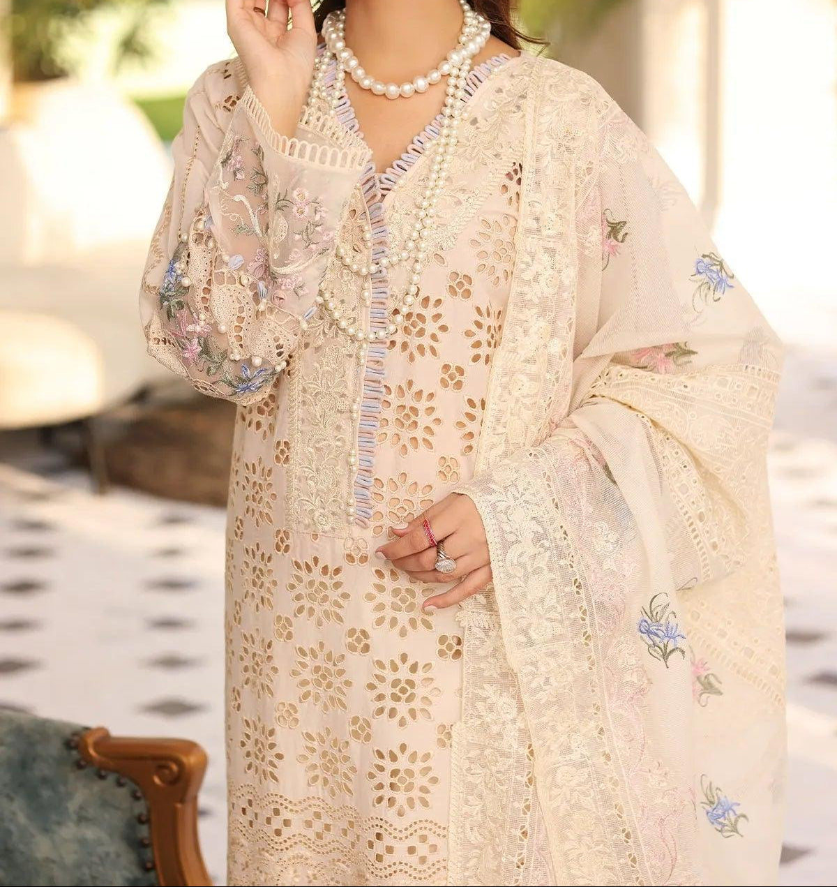 Grace S1496 - Embroidered 3pc CHIKANKARI Lawn Dress With Printed Lawn Dupatta.
