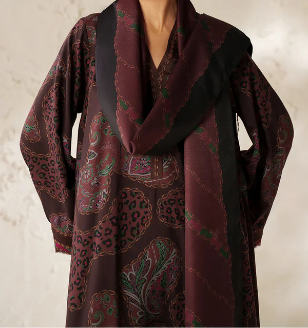 Grace W784 - Digital Printed 3pc Karandi Dress With Digital Printed Karandi Shawl.