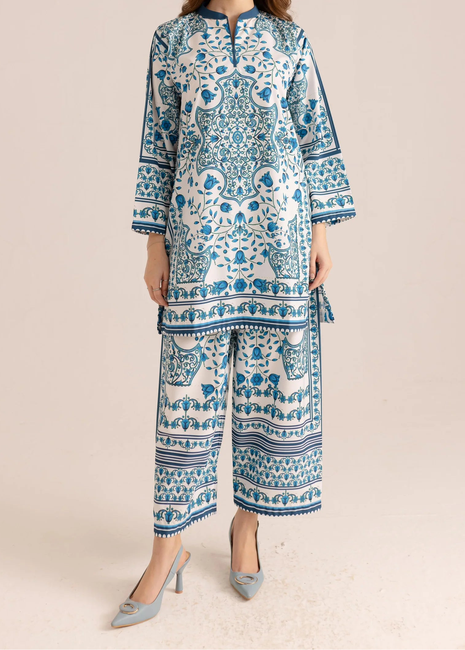 Grace W924 - Digital Printed 2pc Silk Dress.