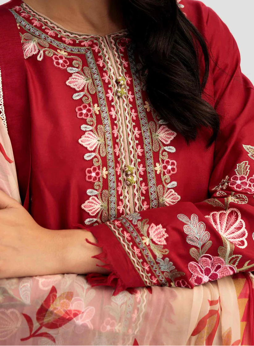 Grace S1253-Embroidered 3pc Lawn Dress With Printed Munar Dupatta.