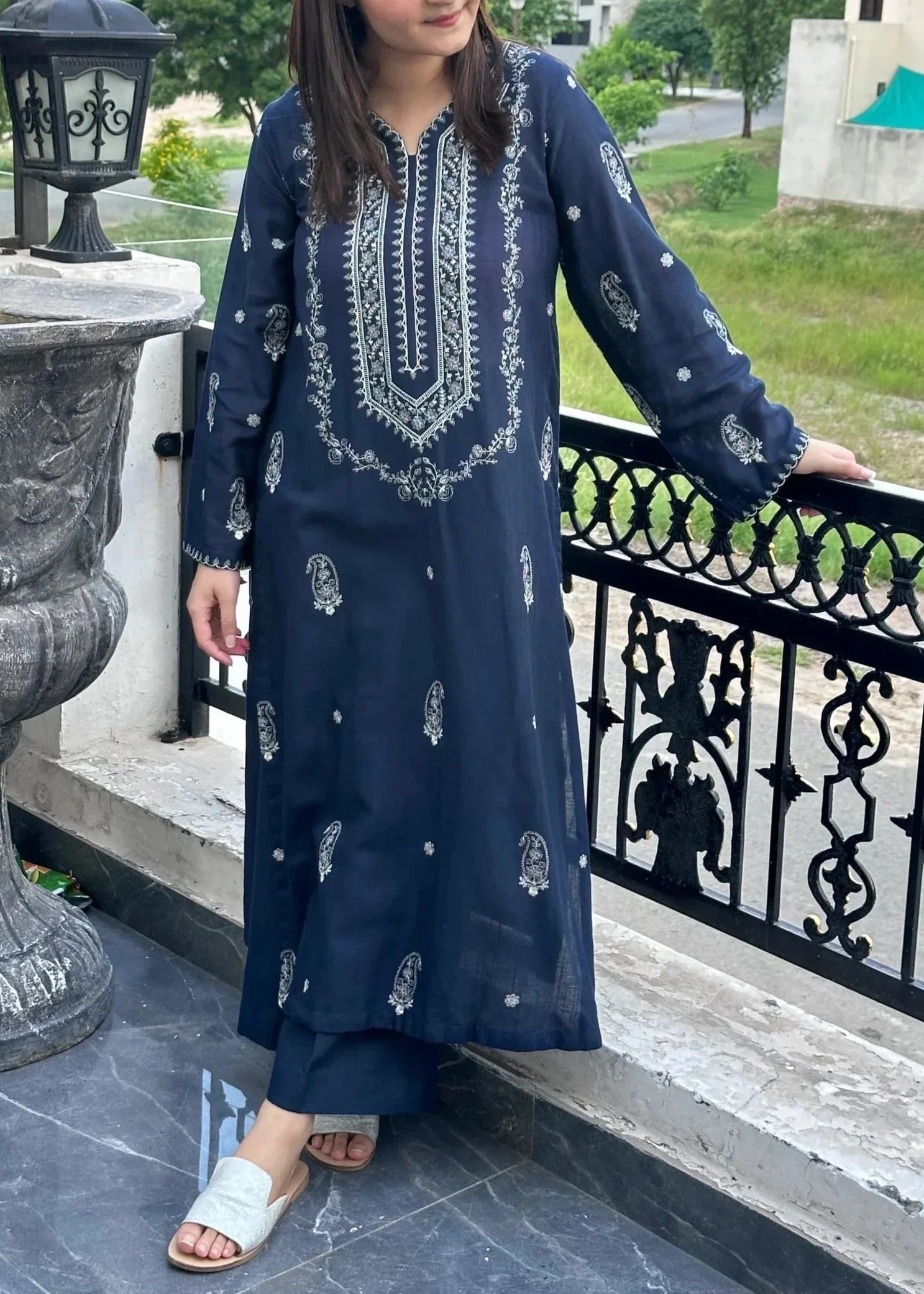 Grace Z - (S992)- Stitched Embroidered 2pc lawn dress.
