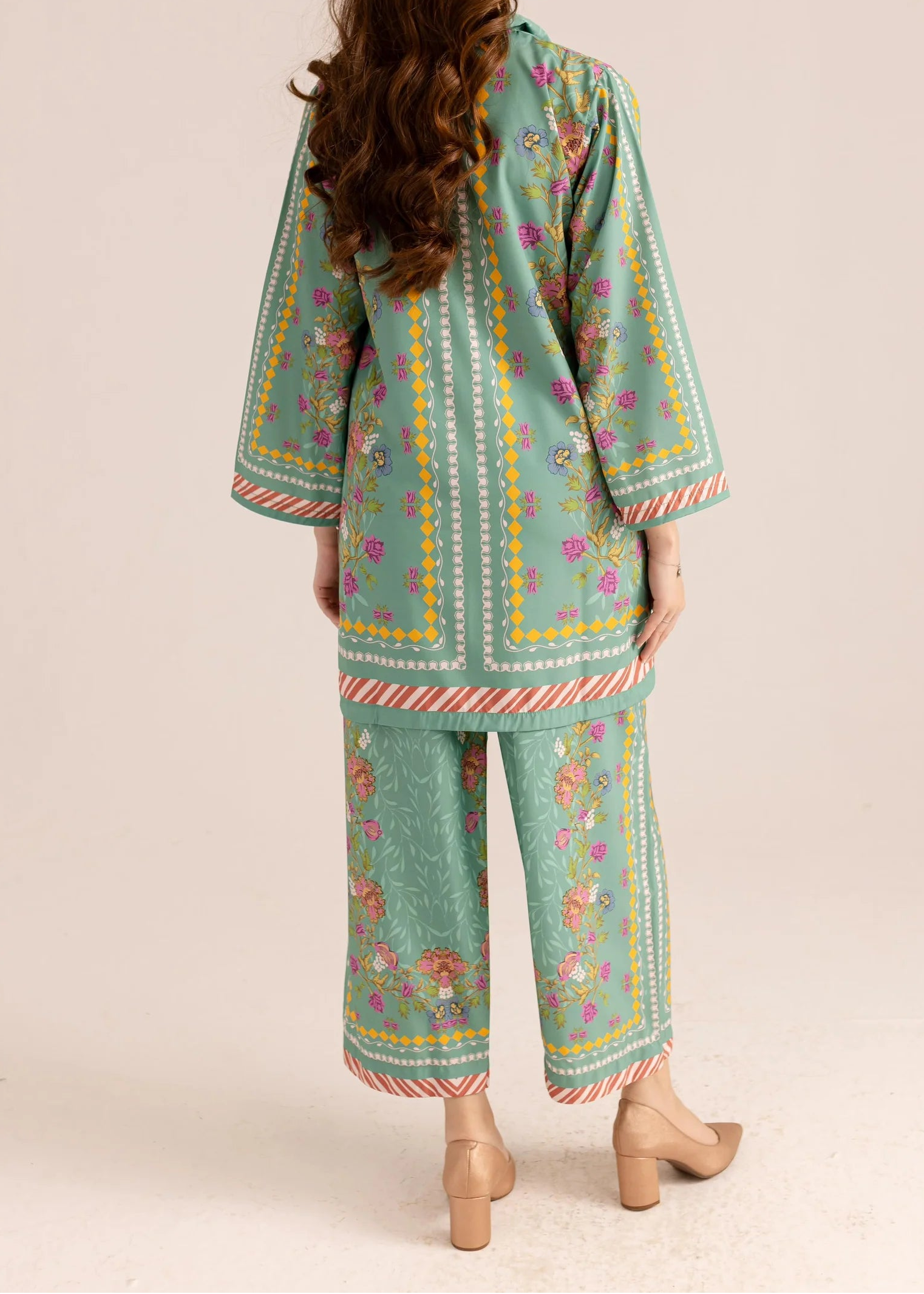 Grace W923 -Digital Printed 2pc Silk Dress.