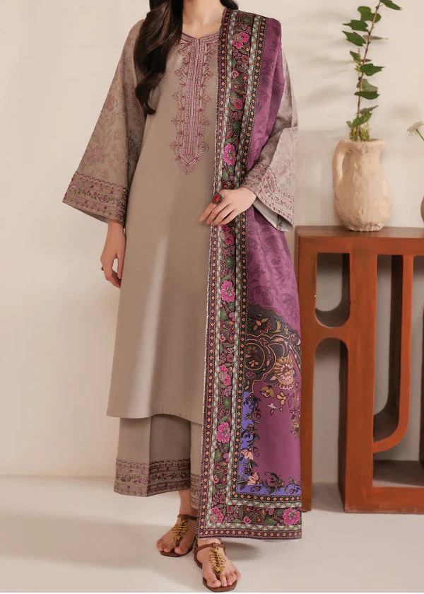 Grace W755 - Embroidered 3pc Marina Dress With Printed Shawl.