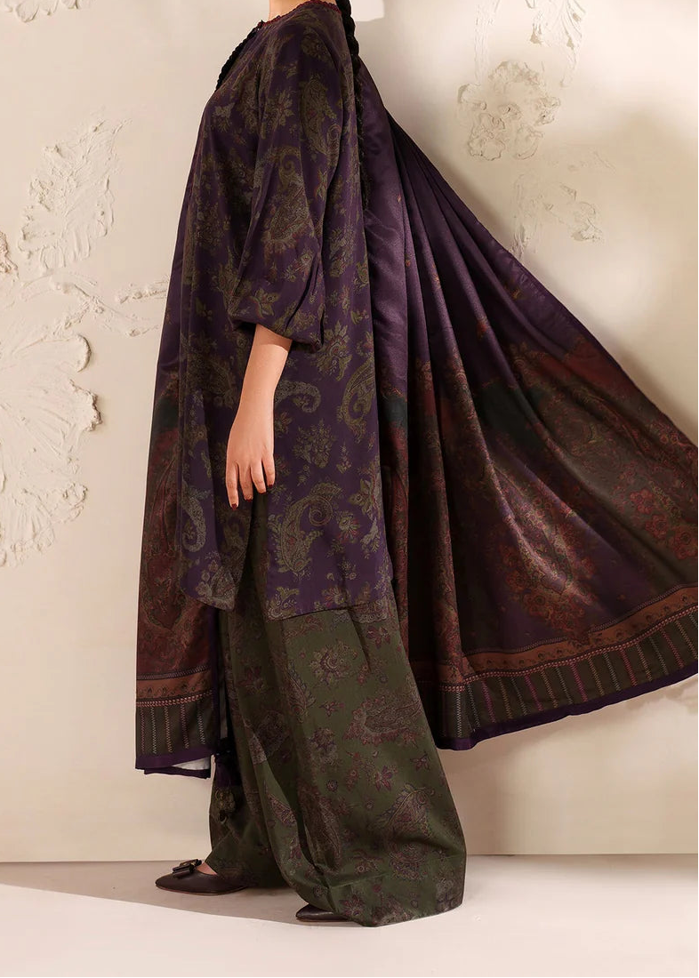 Grace W840 - Digital Printed 3pc Karandi Dress With Digital Printed Karandi Shawl.