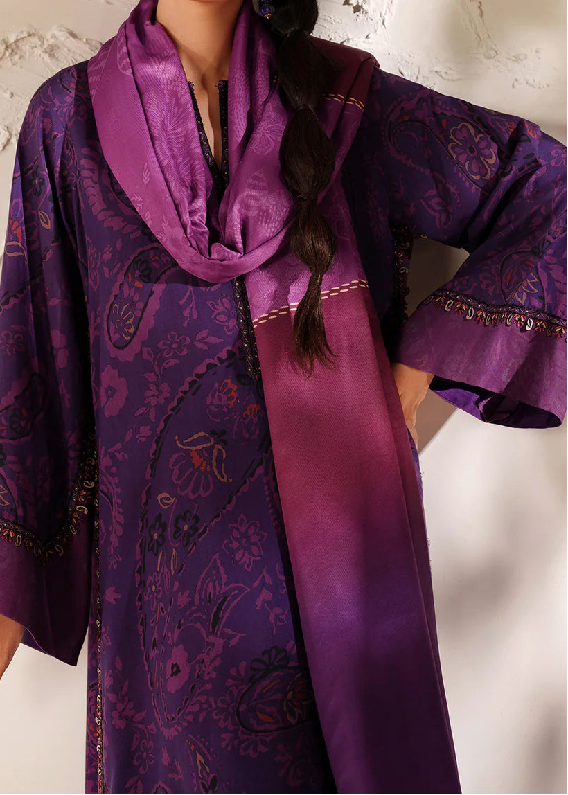 Grace W884 - Digital Printed 3pc Karandi Dress With Digital Printed Karandi Shawl.
