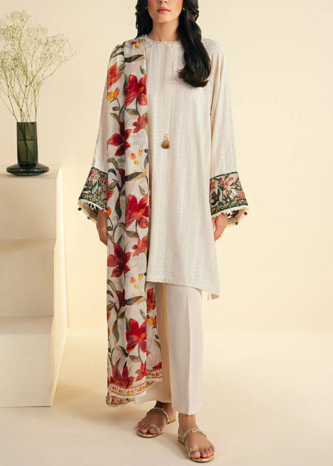Grace S1155-Embroidered 3pc Lawn Dress With Printed Munar Dupatta.