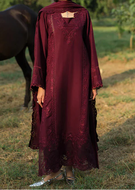 Grace Z-(S1338) - Stitched Embroidered 3pc Lawn Dress With Embroidered Chiffon Dupatta.
