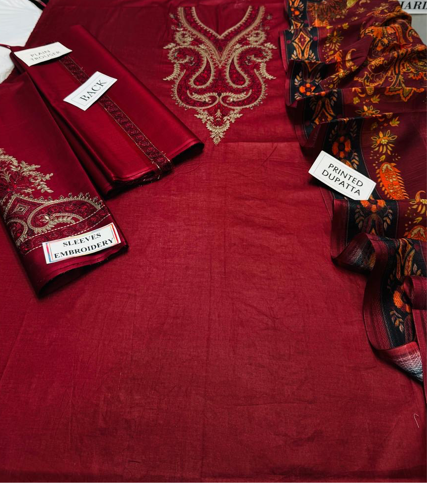 Grace S900-Embroidered 3pc Lawn Dress with Printed Munar Dupatta.