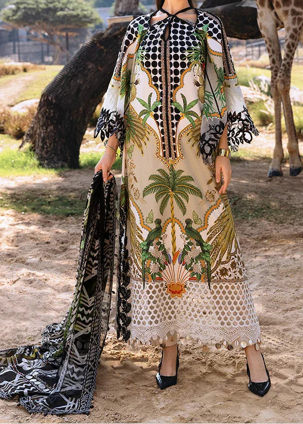 Grace S1364 - Printed & Embroidered 3pc Lawn Dress With Embroidered Sequence Chiffon Dupatta.