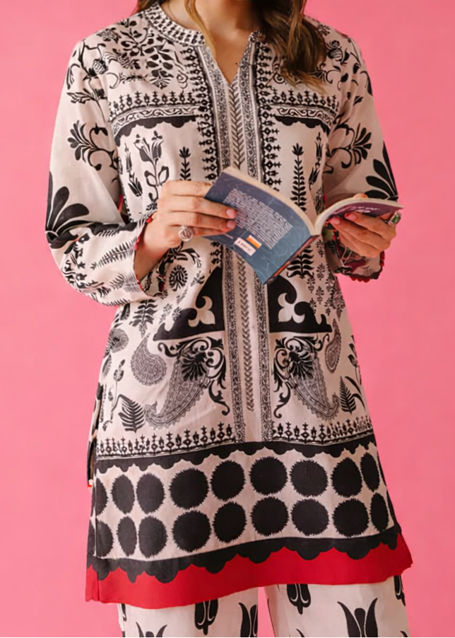 Grace W968- Digital Printed 2pc Karandi Dress.