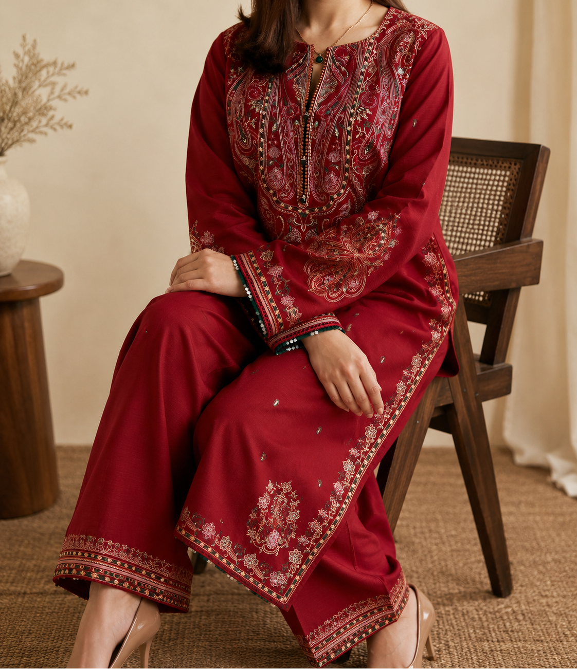 Grace W1023- Embroidered 2PC Khaddar Dress.