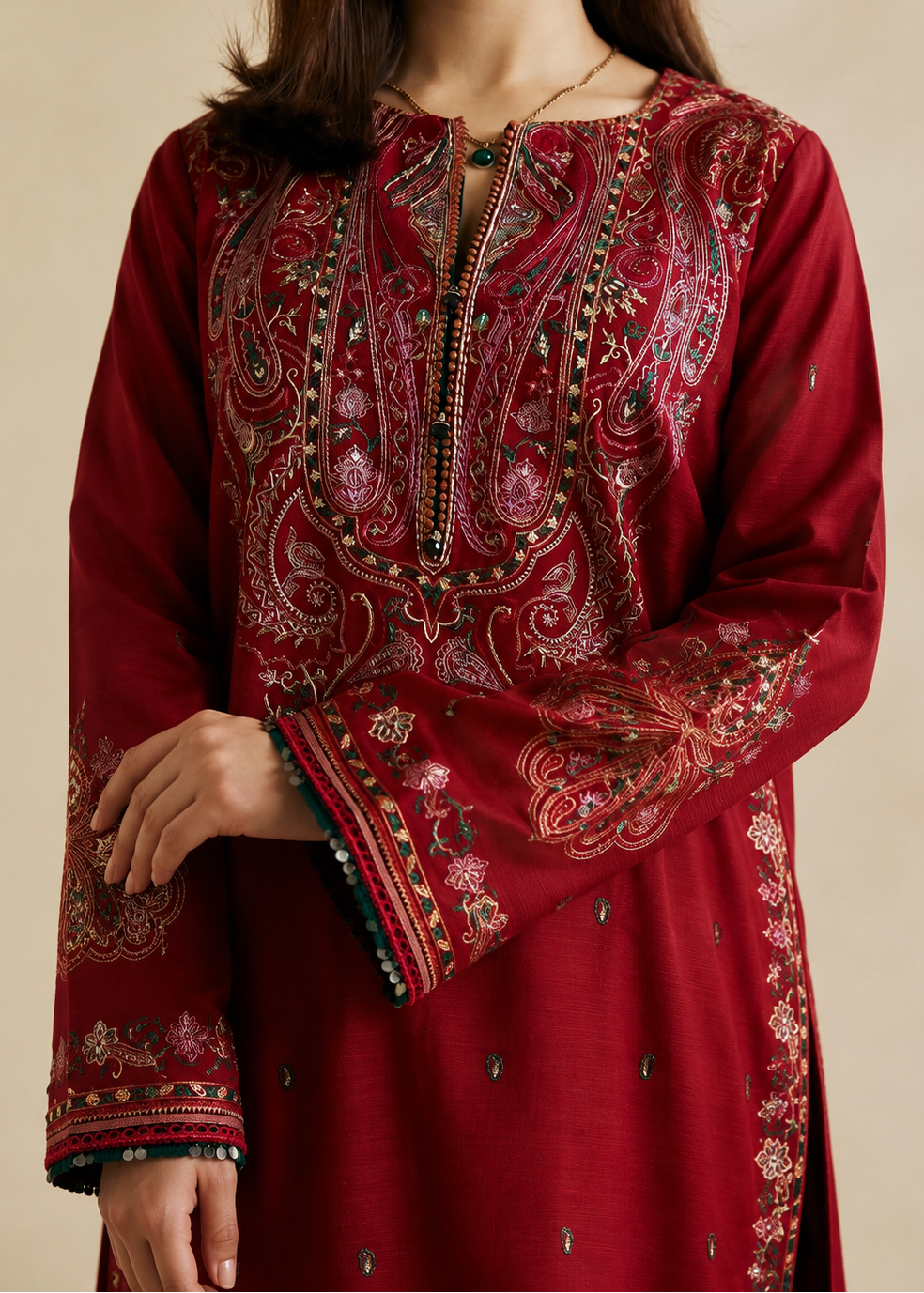 Grace W1023- Embroidered 2PC Khaddar Dress.