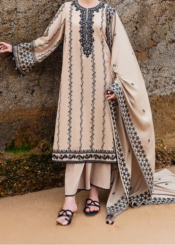 Grace Z-(W936) - Stitched Embroidered 3pc Marina Dress With Printed Shawl.