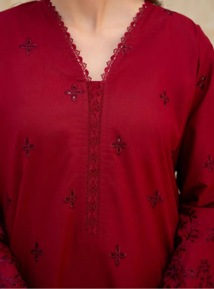 Grace S1225-Embroidered 3pc CHIKANKARI Lawn Dress With Embroidered Organza Dupatta.